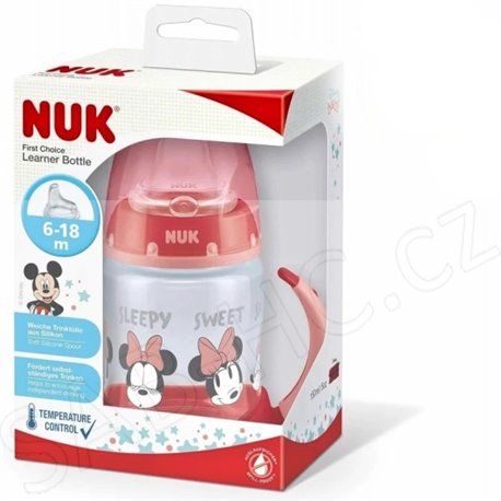 Nuk láhev učící s kontr. teploty 6-18m s drža FC TC Mickey 150ml
