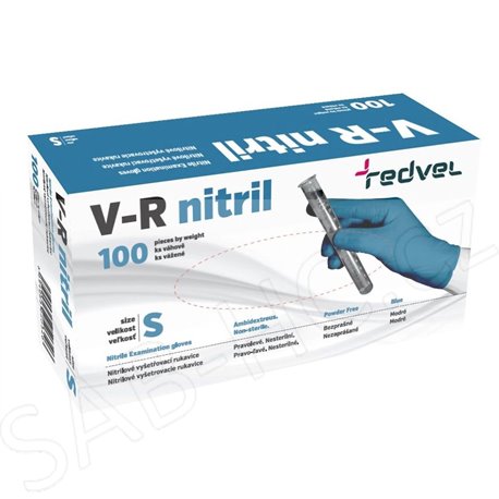 Rukavice nitril S 100ks jednoráz bezpudr V-R vel.7