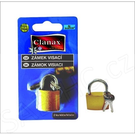 Zámek visací střední 37x13x28mm 2ks klíčů Clanax
