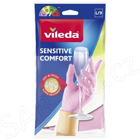 Rukavice gumové Vileda sensitive vel.8 / L