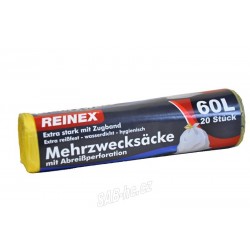 Sáčky na domovní odpad stahovací 60l PE Reinex