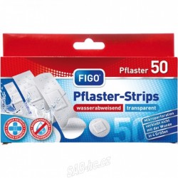 Náplasti 50ks 4velikosti voděodlné transparent Figo