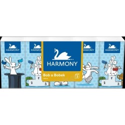 Harmony kapesníky bílé 3vrst.10ks 100%celulóz Bob a Bobek